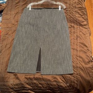 Loft Black and White pencil skirt with front slit